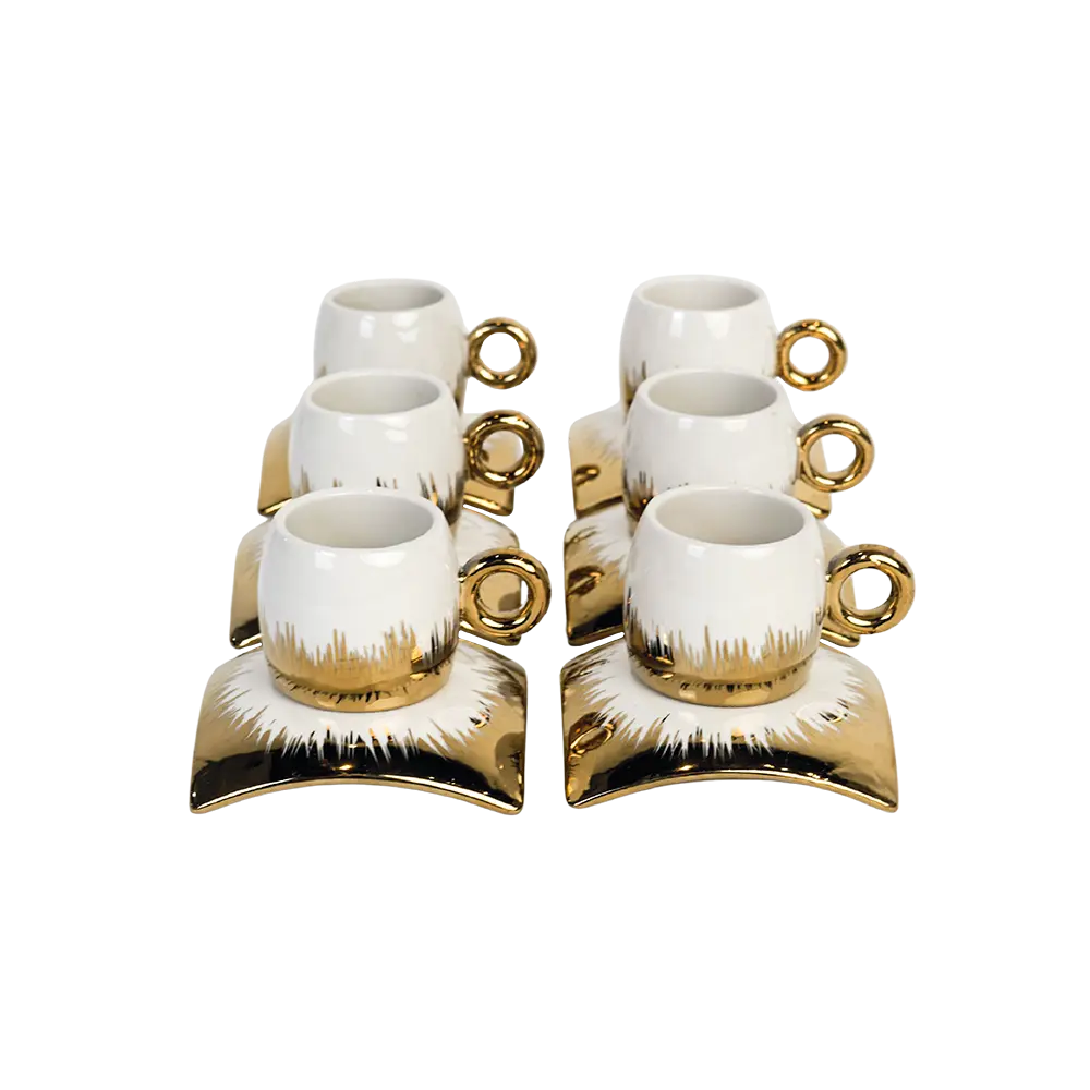 Porcelain-6Pcs-White-&-Gold-Coffee-Cups-with-Saucer2 Porcelain 6pcs white & gold coffee cups with saucer2