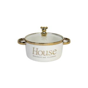 Porcelain white & gold small cooking pot