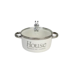 Porcelain white & silver small cooking pot