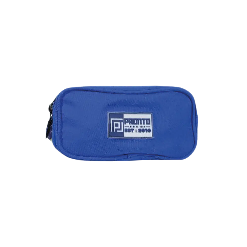 Pronto 2 zippers blue pencil case