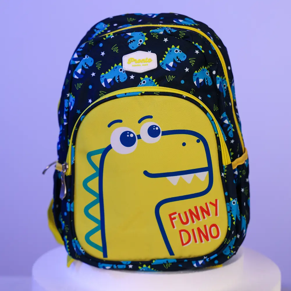 Pronto-33cm-Dinosaur-Design-2-Zippers-Yellow-Backpack Pronto 33cm dinosaur design 2 zippers yellow backpack