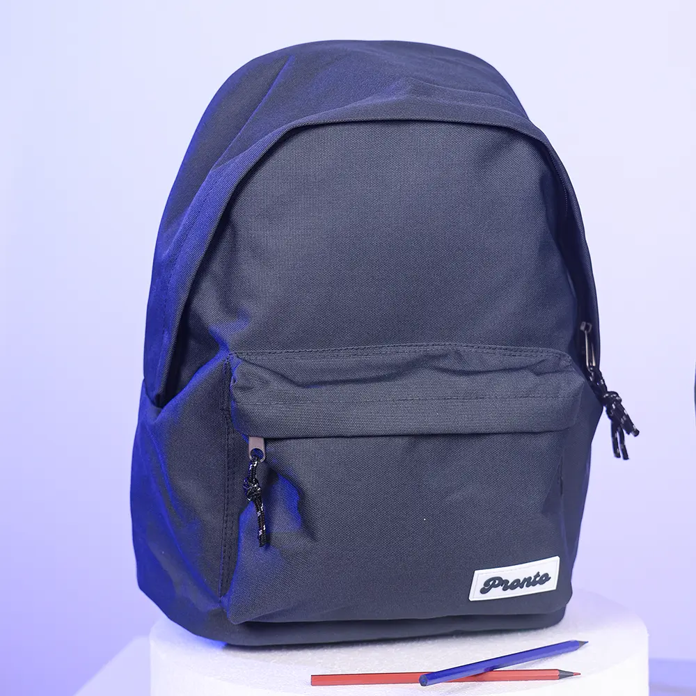 Pronto-42cm-2-Black-Zippers-Grey-Backpack Pronto 42cm 2 black zippers grey backpack