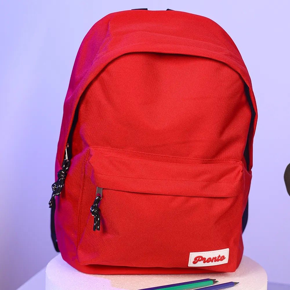 Pronto-42cm-2-Black-Zippers-Red-Backpack Pronto 42cm 2 black zippers red backpack