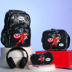 Pronto 42cm avengers design 3 zippers black backpack set