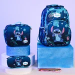 Pronto 42cm stitch design 3 zippers blue backpack set