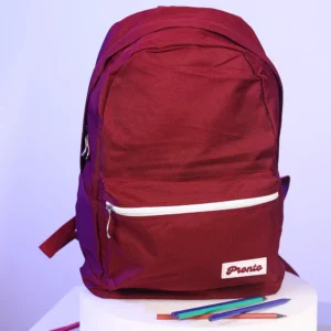Pronto 43cm 2 white zippers burgundy backpack