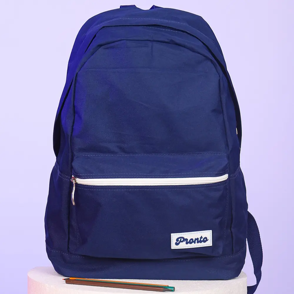 Pronto-43cm-2-White-Zippers-Navy-Blue-Backpack Pronto 43cm 2 white zippers navy blue backpack