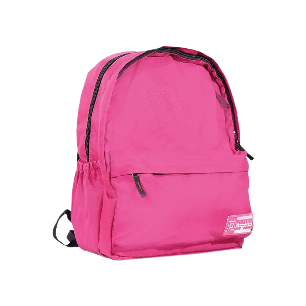 Pronto-43cm-3-Black-Zippers-Fuchsia-Backpack Pronto 43cm 3 black zippers fuchsia backpack