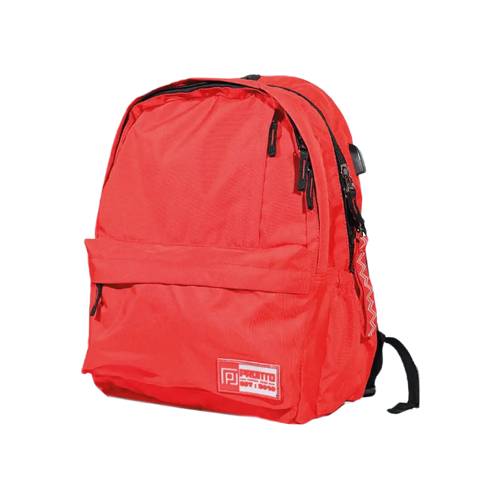 Pronto-43cm-3-Black-Zippers-Red-Backpack Pronto 43cm 3 black zippers red backpack