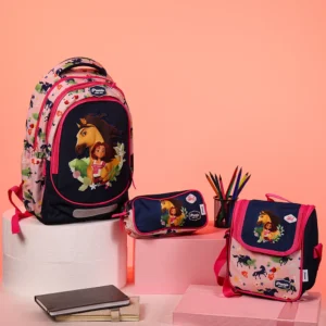 Pronto 43cm spirit design 3 zippers pink backpack set