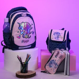 Pronto 43cm unicorn magic design 3 zippers backpack set