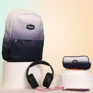 Pronto 46cm 3 zippers grey & black backpack with pencil case