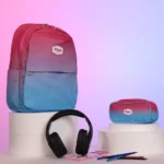 Pronto 46cm 3 zippers pink & blue backpack with pencil case