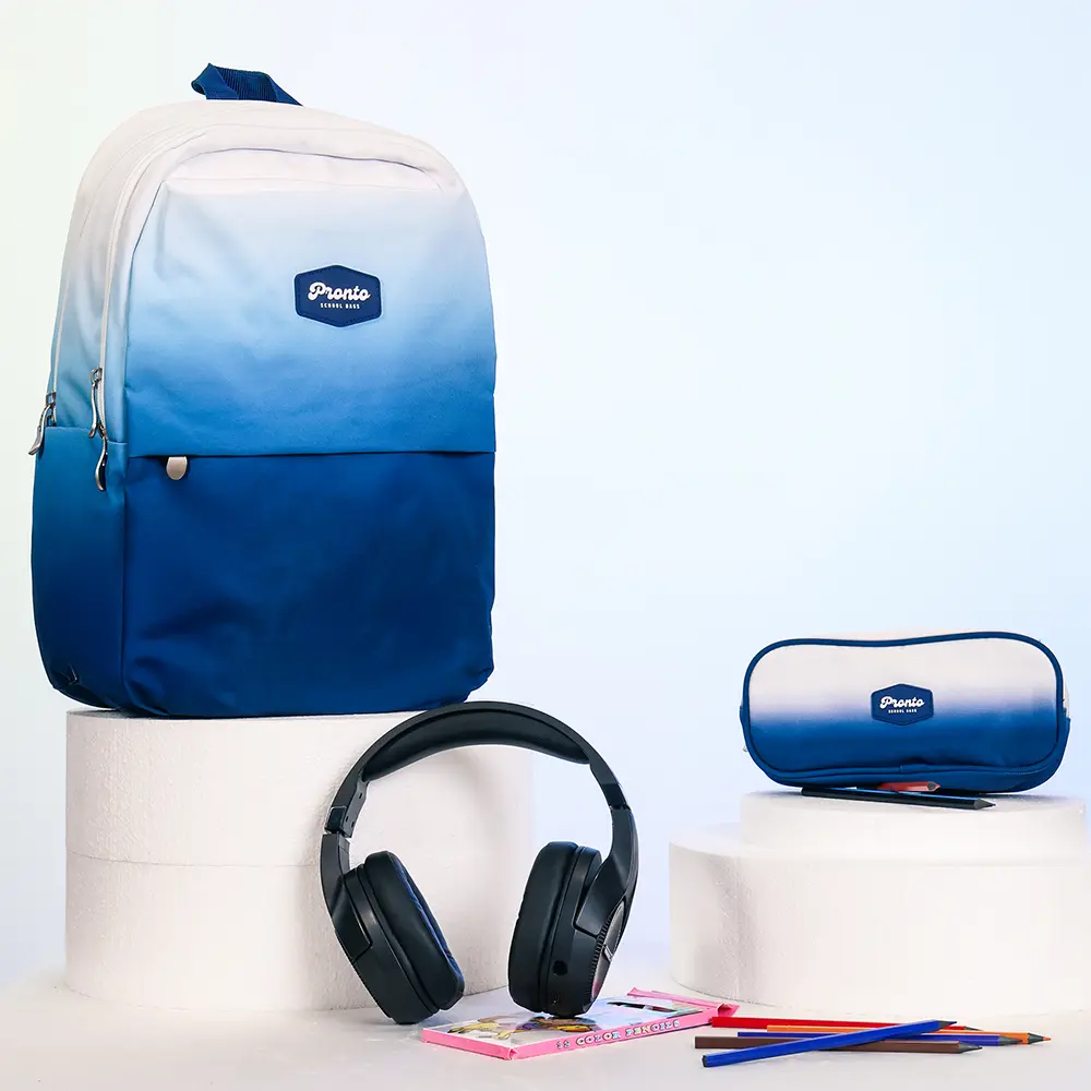 Pronto-46cm-3-Zippers-White-&-Blue-Backpack-with-Pencil-Case Pronto 46cm 3 zippers white & blue backpack with pencil case