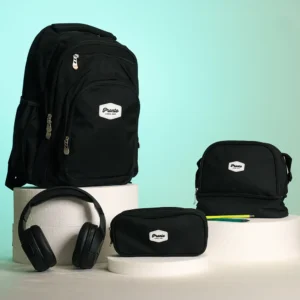 Pronto 46cm 4 zippers black backpack set
