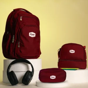 Pronto 46cm 4 zippers burgundy backpack set