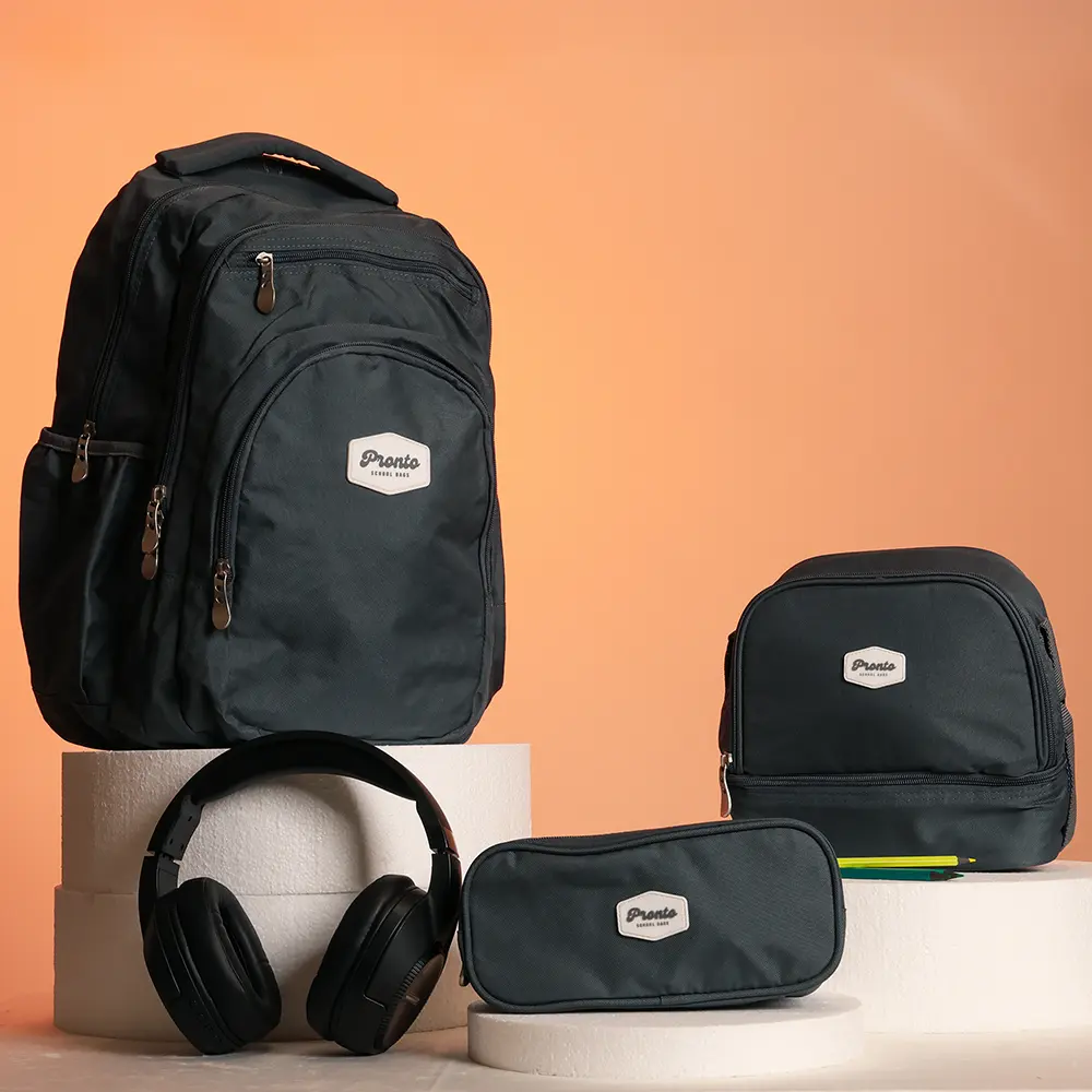 Pronto 46cm 4 zippers grey backpack set