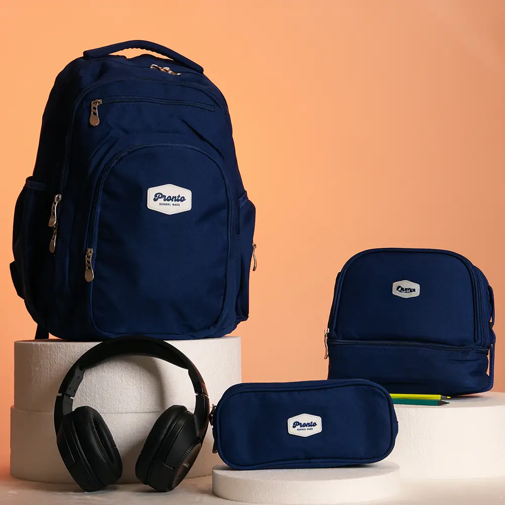 Pronto-46cm-4-Zippers-Navy-Blue-Backpack-Set Pronto 46cm 4 zippers navy blue backpack set