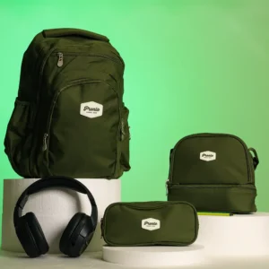 Pronto 46cm 4 zippers olive green backpack set