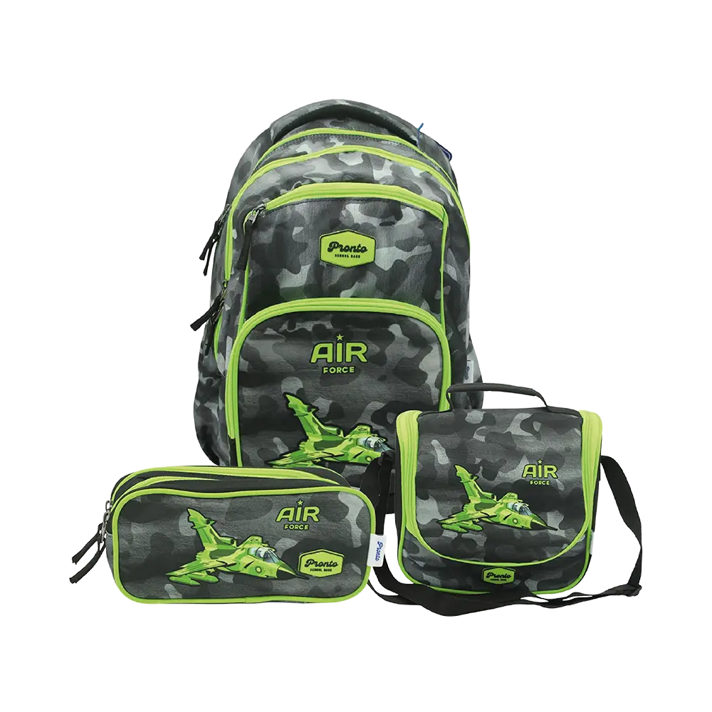 Pronto-46cm-Airplane-Design-4-Zippers-Backpack-Set Pronto 46cm airplane design 4 zippers backpack set