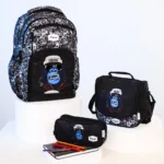 Pronto 46cm black & grey 4 zippers backpack set