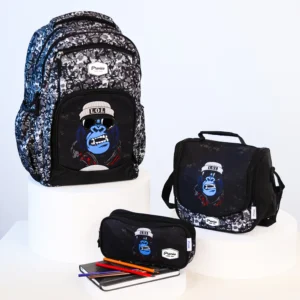Pronto 46cm black & grey 4 zippers backpack set
