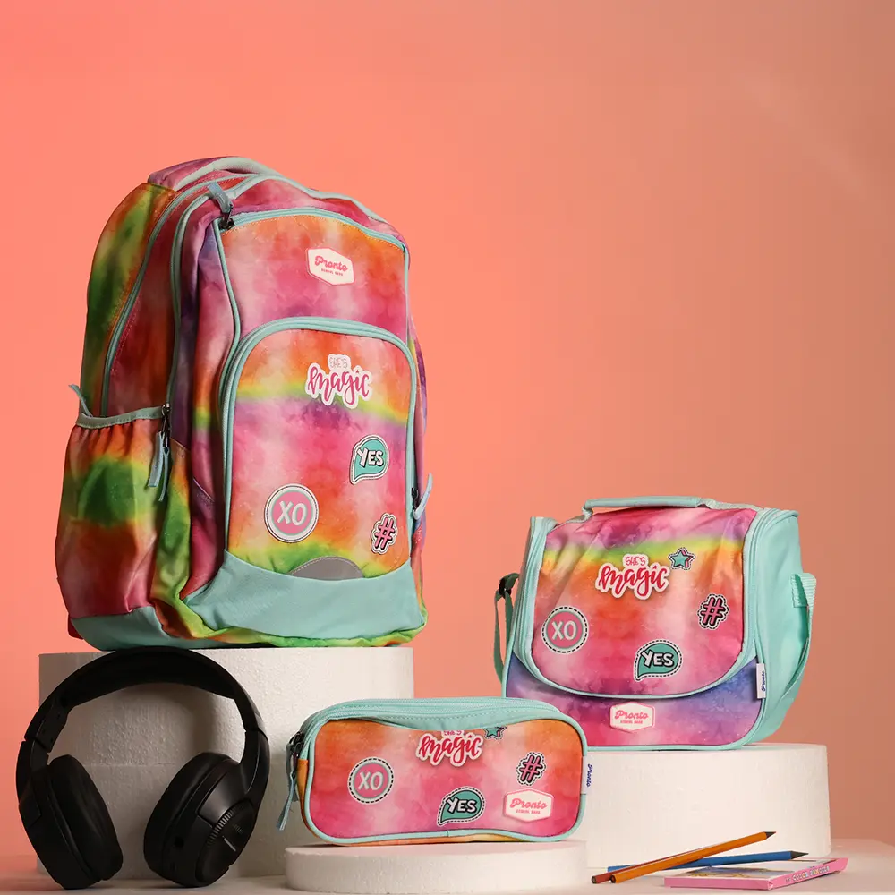 Pronto 46cm magic design 4 zippers backpack set
