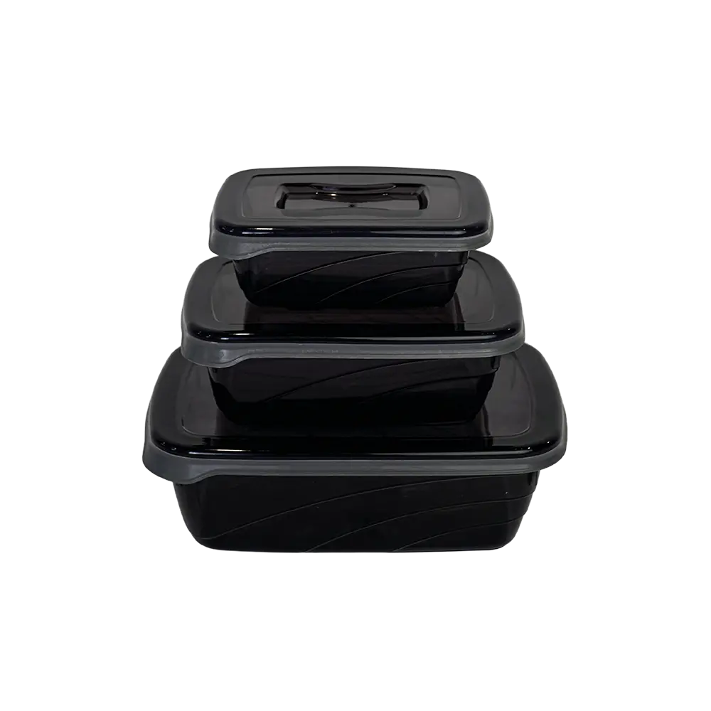 Qlux 3pcs black storage box set
