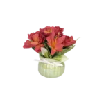 Red flower 8x18cm with porcelain green vase