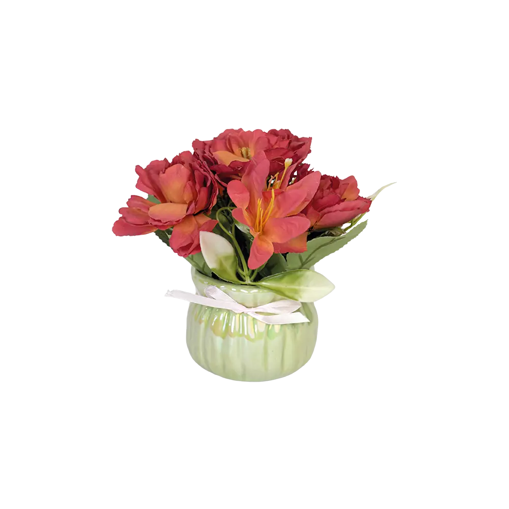 Red-Flower-8x18cm-with-Porcelain-Green-Vase Red flower 8x18cm with porcelain green vase