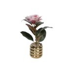 Rose pink flower 7x17cm with golden vase