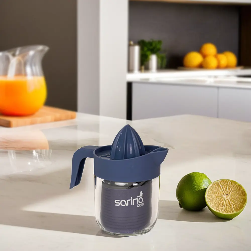 Sarina 425ml navy blue citrus juicer with handle1