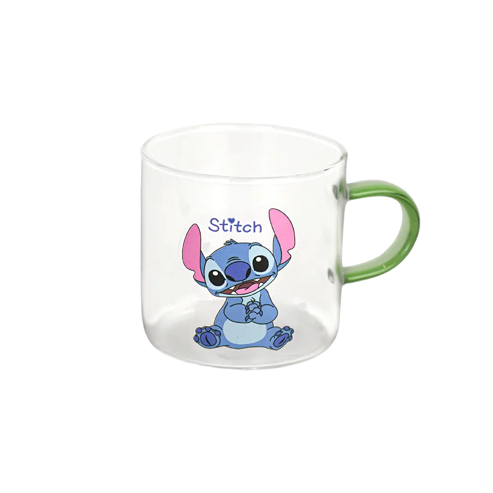 Small-Glass-Blue-Stitch-Design-Coffee-Cup-with-Green-Handle Small glass blue stitch design coffee cup with green handle