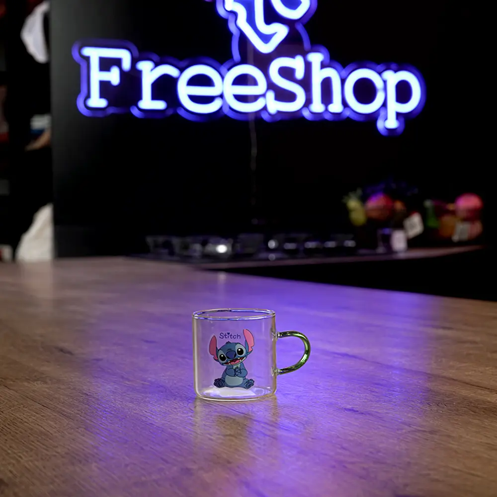 Small-Glass-Blue-Stitch-Design-Coffee-Cup-with-Green-Handle1 Small glass blue stitch design coffee cup with green handle1