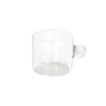 Small glass transparent coffee cup with ball handle