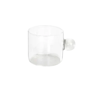 Small glass transparent coffee cup with ball handle
