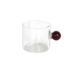 Small glass transparent coffee cup with red ball handle