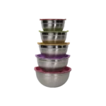 Stainless steel 5pcs salad bowl set with colored lid