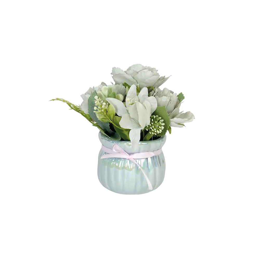 White-Flower-8x18cm-with-Porcelain-Blue-Vase White flower 8x18cm with porcelain blue vase