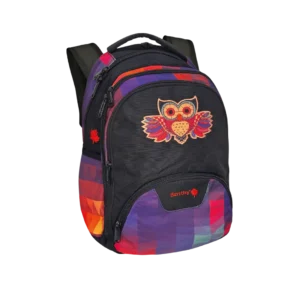 Benley 2555 owl design 3 zippers black 45cm backpack