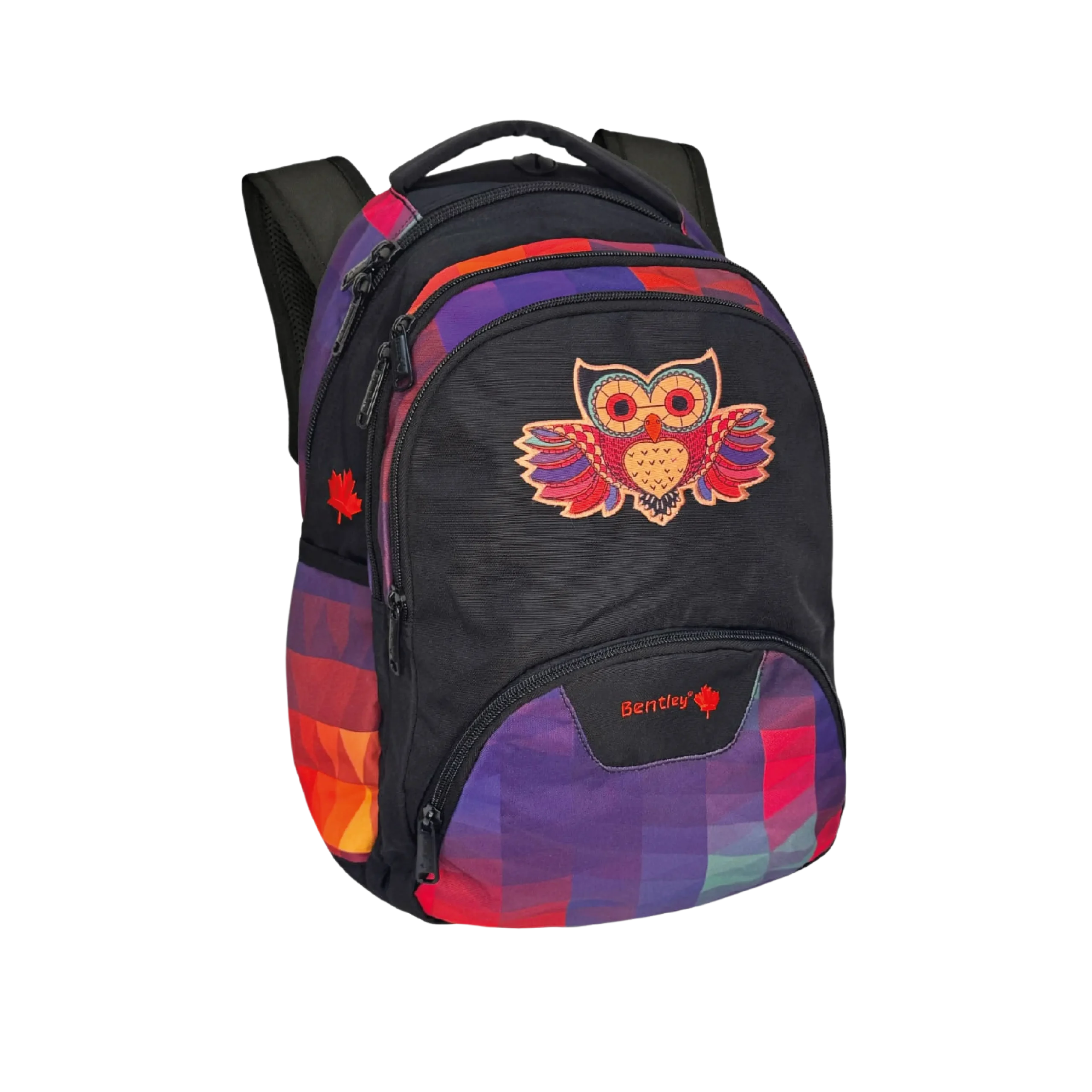 Benley 2555 owl design 3 zippers black 45cm backpack