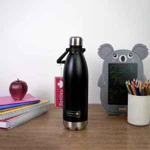 Bentley 1l stainless black water bottle with handle