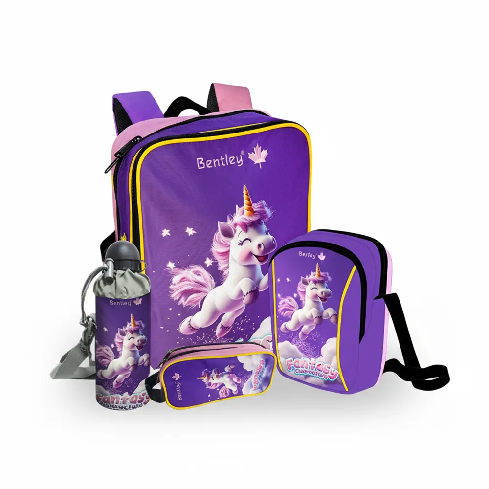 Bentley 2507 unicorn design 5pcs 2 zippers 37cm backpack set