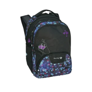 Bentley 2547 hearts design 3 zippers black 45cm backpack