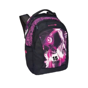 Bentley 2551 girl design 3 zippers black & magenta 45cm backpack