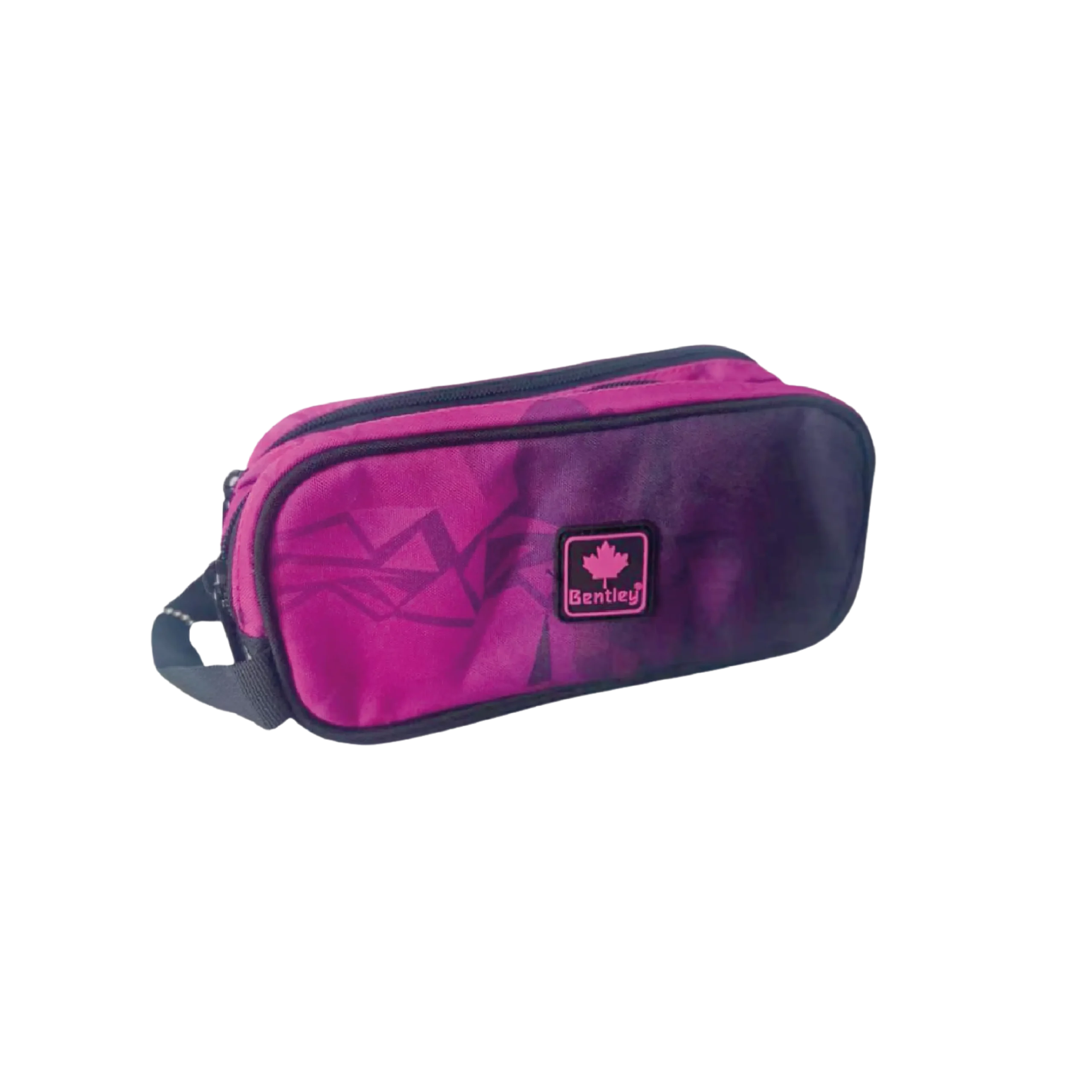 Bentley-2569-Black-&-Magenta-2-Zippers-Pencil-Case Bentley 2569 black & magenta 2 zippers pencil case