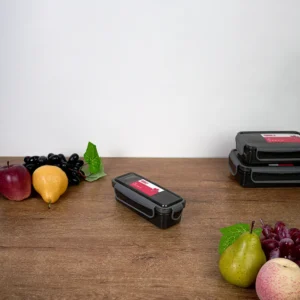 Bentley 395ml airtight rectangular 2 sections black lunch box