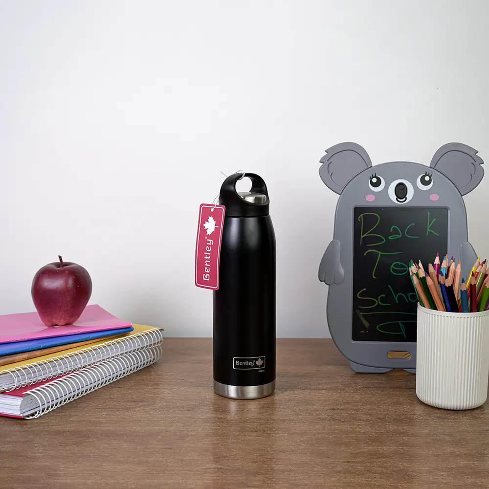Bentley 600ml stainless black water bottle