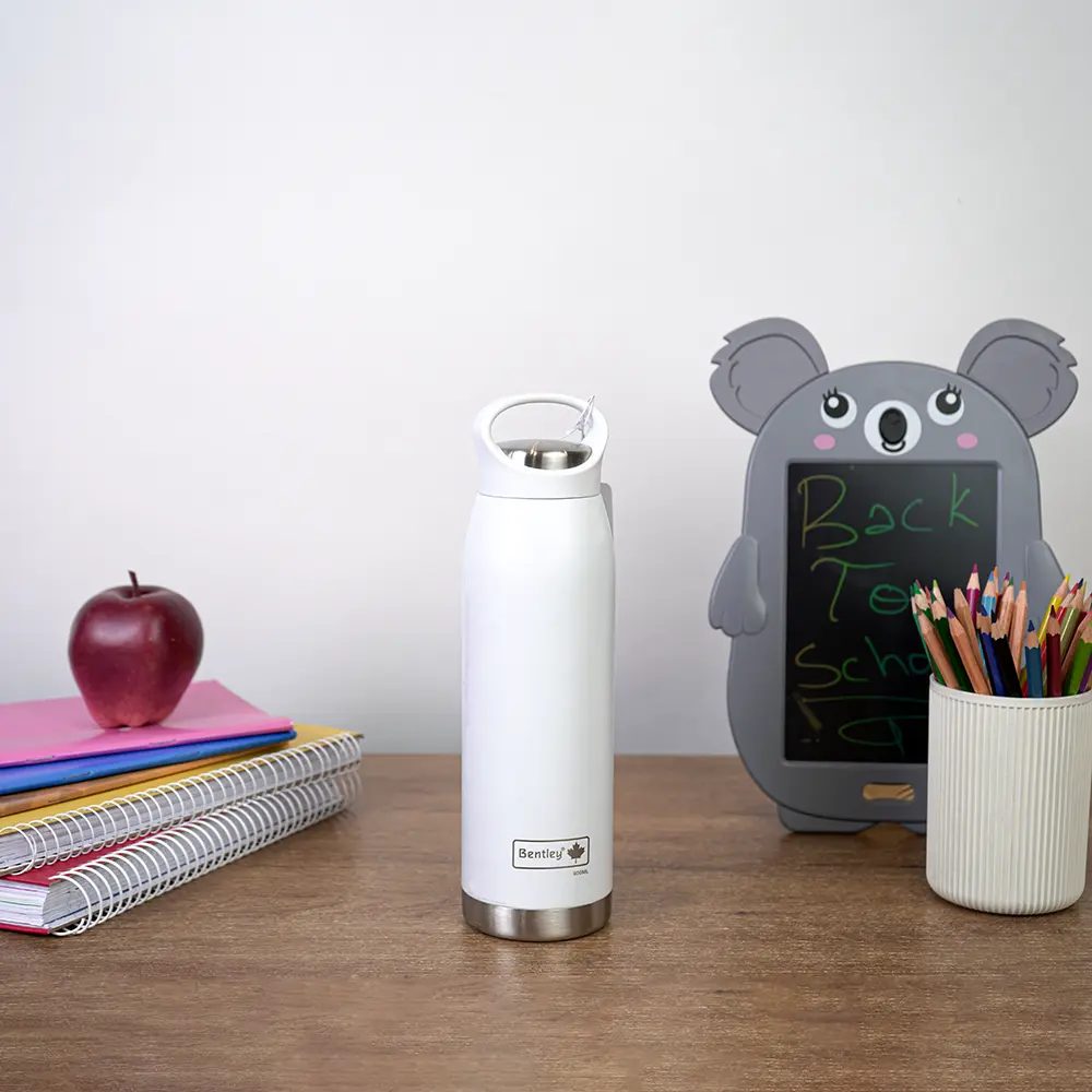 Bentley 600ml stainless white water bottle