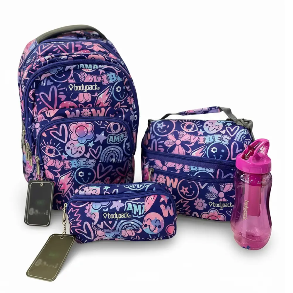 Bodypack 4pcs pink & purple large backpack set
